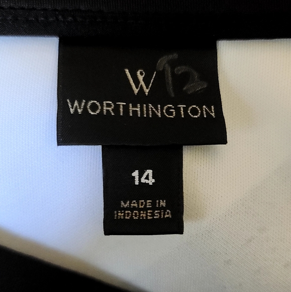 Worthington beautiful color block blue/black& white skirt sz14 midi lenth - Picture 8 of 8